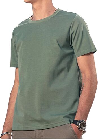 Men's Stripe Short Sleeve T-Shirt Mens Classic Casual Stripe Loose Shirts in Saudi Arabia