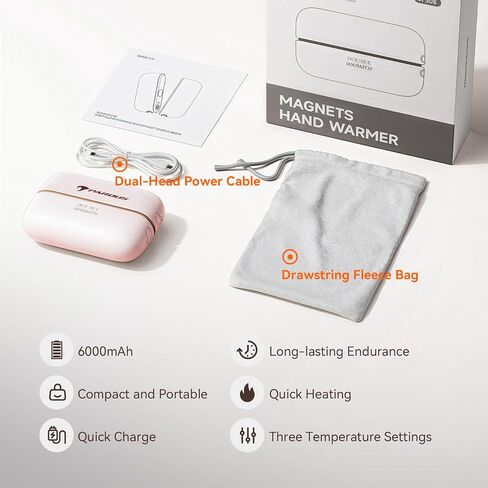 Pardus Hand Warmers Rechargeable 2 Pack, 6000mAh Electric Hand Warmers, 480 Minutes Long Safe Heat, Portable Pocket Heater, Gifts for Christmas, Hunting, Cycling, Winter Sport Accessories (Quartz) in Saudi Arabia