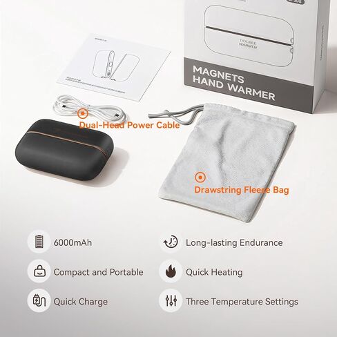 Pardus Hand Warmers Rechargeable 2 Pack, 6000mAh Electric Hand Warmers, 480 Minutes Long Safe Heat, Portable Pocket Heater, Gifts for Christmas, Hunting, Cycling, Winter Sport Accessories (Quartz) in Saudi Arabia