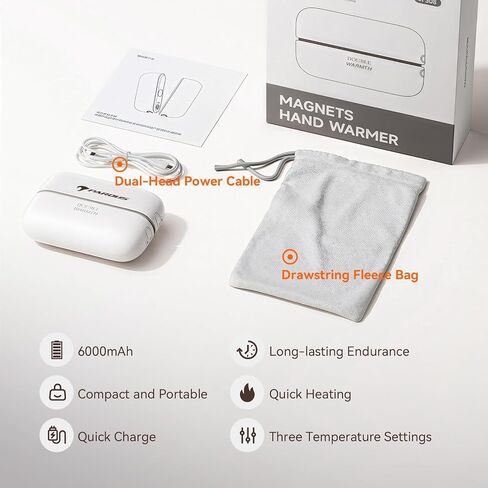 Pardus Hand Warmers Rechargeable 2 Pack, 6000mAh Electric Hand Warmers, 480 Minutes Long Safe Heat, Portable Pocket Heater, Gifts for Christmas, Hunting, Cycling, Winter Sport Accessories (Quartz) in Saudi Arabia