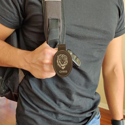 LaserGram Oval Keychain, Quad, Personalized Engraving Included (Rustic with Gold) in Saudi Arabia