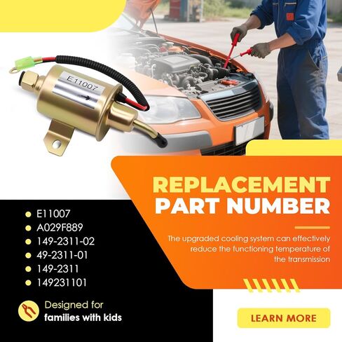 E11007 Electric Fuel Pump Compatible with Onan Generator 4000 4Kw RV 12V Fuel Pump A029F889 149-2311-02 149-2311-01 149-2311 149231101 in Saudi Arabia