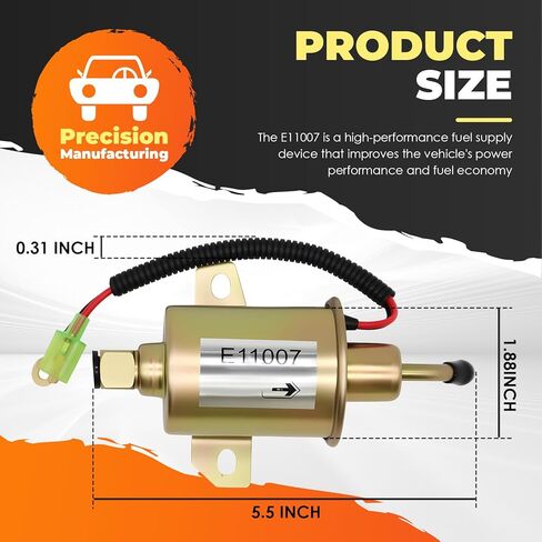 E11007 Electric Fuel Pump Compatible with Onan Generator 4000 4Kw RV 12V Fuel Pump A029F889 149-2311-02 149-2311-01 149-2311 149231101 in Saudi Arabia