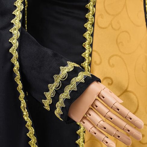 Women's Renaissance Costume Tudor Queen Elizabeth Cosplay Dress Gold Baroque Damask Layered Ball Gown in Saudi Arabia