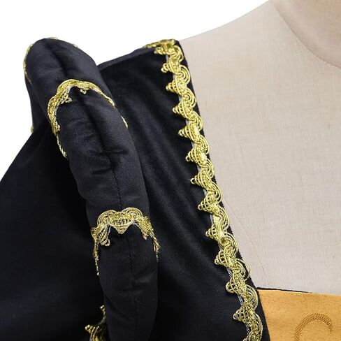 Women's Renaissance Costume Tudor Queen Elizabeth Cosplay Dress Gold Baroque Damask Layered Ball Gown in Saudi Arabia