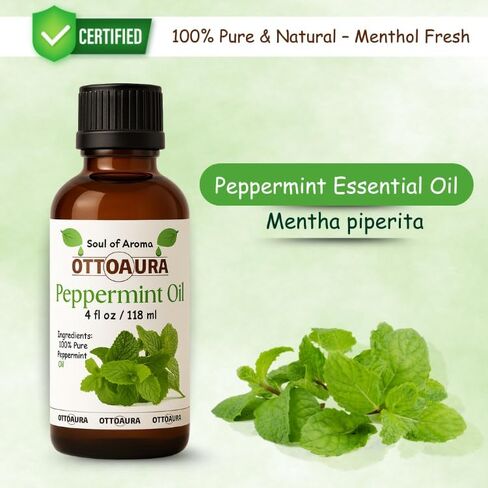زيت Peppermint Piperita الأساسي ، 4 أوقية ، زيت طبيعي 100 ٪ للناشر ، العطرية ، التدليك ، 118 مل. in Saudi Arabia