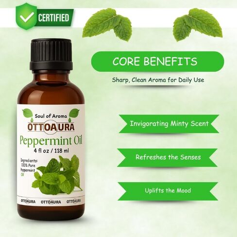 زيت Peppermint Piperita الأساسي ، 4 أوقية ، زيت طبيعي 100 ٪ للناشر ، العطرية ، التدليك ، 118 مل. in Saudi Arabia