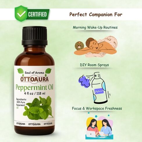 زيت Peppermint Piperita الأساسي ، 4 أوقية ، زيت طبيعي 100 ٪ للناشر ، العطرية ، التدليك ، 118 مل. in Saudi Arabia