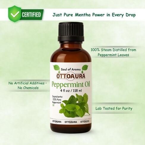 زيت Peppermint Piperita الأساسي ، 4 أوقية ، زيت طبيعي 100 ٪ للناشر ، العطرية ، التدليك ، 118 مل. in Saudi Arabia