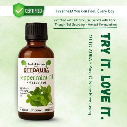 زيت Peppermint Piperita الأساسي ، 4 أوقية ، زيت طبيعي 100 ٪ للناشر ، العطرية ، التدليك ، 118 مل. in Saudi Arabia