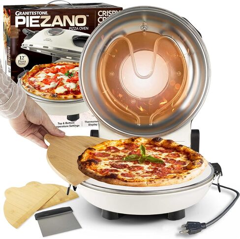 Crispy Crust Pizza Oven by Granitestone - Electric Indoor Portable, 12 Inch Countertop Pizza Maker, Heats up to 800F for Stone Baked Pizza at Home - Red in Kuwait