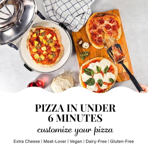 Crispy Crust Pizza Oven by Granitestone - Electric Indoor Portable, 12 Inch Countertop Pizza Maker, Heats up to 800F for Stone Baked Pizza at Home - Red in Kuwait