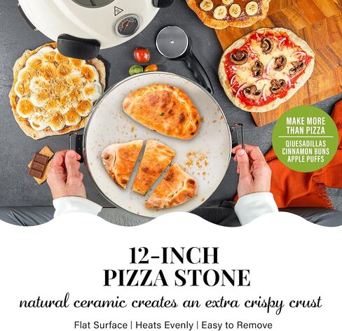 Crispy Crust Pizza Oven by Granitestone - Electric Indoor Portable, 12 Inch Countertop Pizza Maker, Heats up to 800F for Stone Baked Pizza at Home - Red in Kuwait