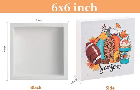 Fall Decorations for Home Office, Rustic Tis' the Season Pumpkin Wood Box Sign Desk Decor, Autumn Harvest Thanksgiving Tabletop Counter Shelf Square Sign Gifts 6 x 6 Inches in Kuwait