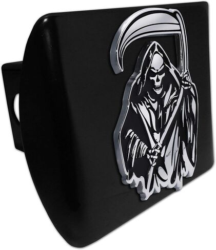 Elektroplate Metalhead Grim Reaper All Cover Metal Black Hitch Cover للشاحنات وسيارات الدفع الرباعي | يناسب مستقبلات عقبة مقطورة 2 بوصة | in Saudi Arabia