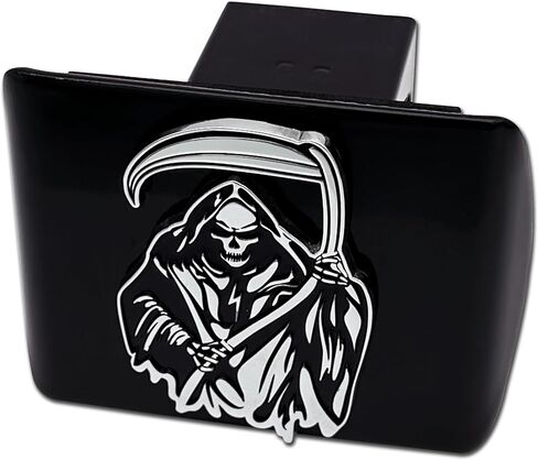 Elektroplate Metalhead Grim Reaper All Cover Metal Black Hitch Cover للشاحنات وسيارات الدفع الرباعي | يناسب مستقبلات عقبة مقطورة 2 بوصة | in Saudi Arabia