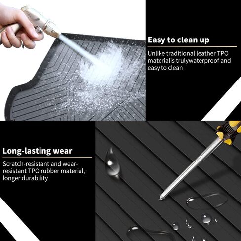 سجادات أرضية AOMSAZTO لسيارة بورش كايين 2011-2018، سجادات أرضية السيارة شديدة التحمل TPE للحماية من جميع الأحوال الجوية، مجموعة كاملة من بطانات الأرضية المطاطية للصف الأول والثاني، سجادات سيارة مضادة للانزلاق، أسود in Kuwait