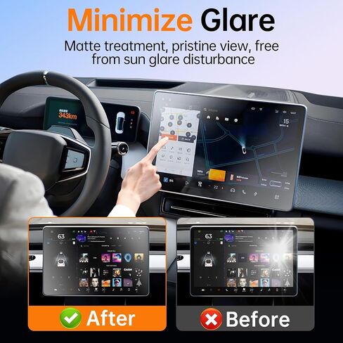 Screen Protector for Tesla Cybertruck 2024 2025 with Alignment Kit, Front Back Tempered Glass Touch Screen Protective for Center Console Dashboard 9H Hardness Anti Glare Fingerprint HD Clear in Saudi Arabia