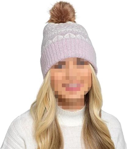 A2Z Ladies Hat Mohair Knitted Beanie Bobble Pom Pom Fleece Lined Stretchy Winter Warm Cozy Caps Comfortable Women Hats in Saudi Arabia