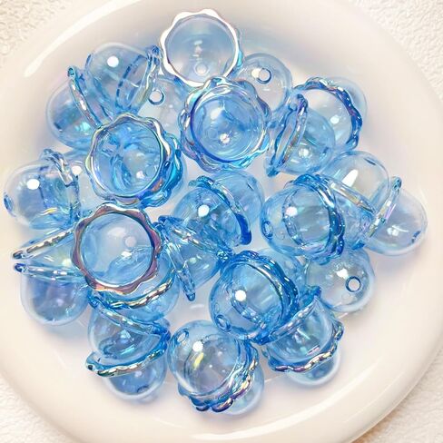 50Pcs 16 * 23mm Large Trumpet Flower Beads for Jewelry Making Acrylic Aesthetic Bell Floral Bead Caps for Cute Jellyfish Cell Phone Charms Earrings Bag Decorative Chains DIY Crafts(White) in Saudi Arabia