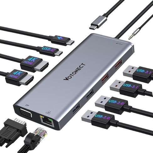 9 in 1 USB-C HUB to HDMI RJ45 VGA USB2.0 USB3.0x3 Audio/Mic PD in Saudi Arabia
