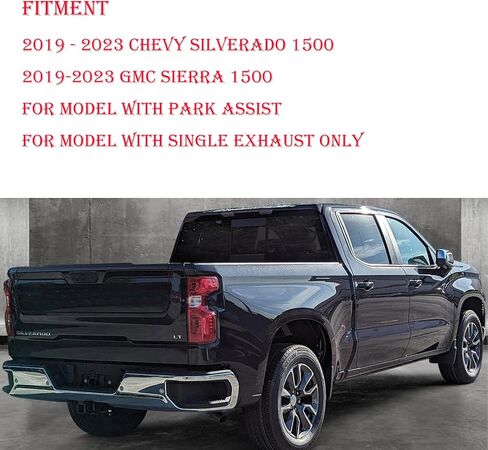 مجموعة المصد الخلفي المصد الصلب متوافق مع 2019 2020 2021 2022 2023 Chevy Silverado 1500 GMC Sierra 1500 ، W/O Park ، Chrome in Saudi Arabia