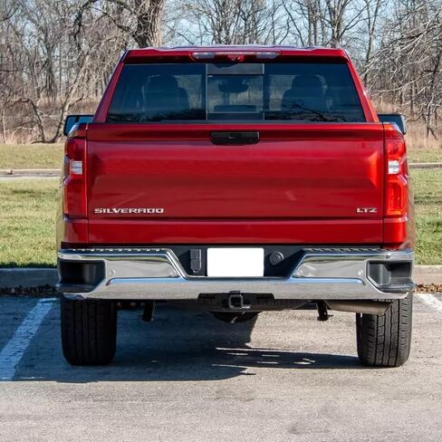 مجموعة المصد الخلفي المصد الصلب متوافق مع 2019 2020 2021 2022 2023 Chevy Silverado 1500 GMC Sierra 1500 ، W/O Park ، Chrome in Saudi Arabia