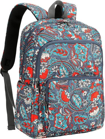 Searock Quilted Backpack for Women, Floral Backpack for Girls, Cotton Lightweight Bookbag for Travel, Work Orange in Kuwait