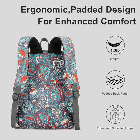 Searock Quilted Backpack for Women, Floral Backpack for Girls, Cotton Lightweight Bookbag for Travel, Work Orange in Kuwait