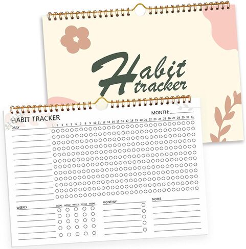 Habit Tracker Calendar, Aesthetic Daily Weekly Goal and Habit Tracker Journal, 12 Months Undated Habits Tracker Planner with Spiral Binding, Boost Productivity Tool and Workout Calendar, 11.7"x8.5" in Kuwait