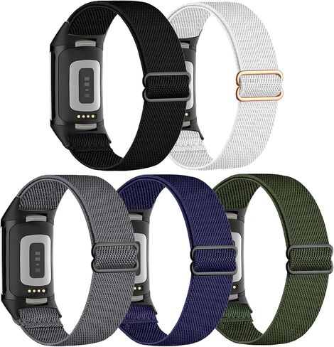 5 Pack Stretchy Watch Bands Compatible with Fitbit Charge 6 Bands/Fitbit Charge 5, Loop Nylon Elastic Fabric Strap for Fitbit Charge 5/6 Women Men in Saudi Arabia