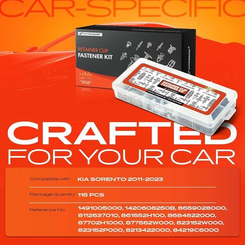 A-Premium 115pcs (12 نوعًا) لمقاطع محفوظة السيارات تتوافق مع Kia Sorento 2011-2023 مقطع باب محرك الوفير تحت أغطية مجموعة استبدال برشام التلقائي التلقائي للدفع التلقائي ، مع أداة الإزالة. in Saudi Arabia