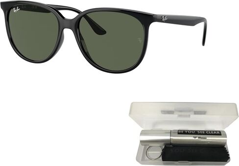 Ray-Ban RB4378 Sunglasses Bundle: RB 4378 601/71 Black Dark Green and Eyewear Cleaning Kit in Saudi Arabia