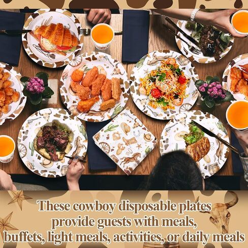 Pickmesh 250 Pcs Cowboy Baby Shower a Little Cowboy Is on the Way Party Decorations Wild Western Theme Disposable Plates Napkins Cups for Baby Shower Party Supplies in Kuwait
