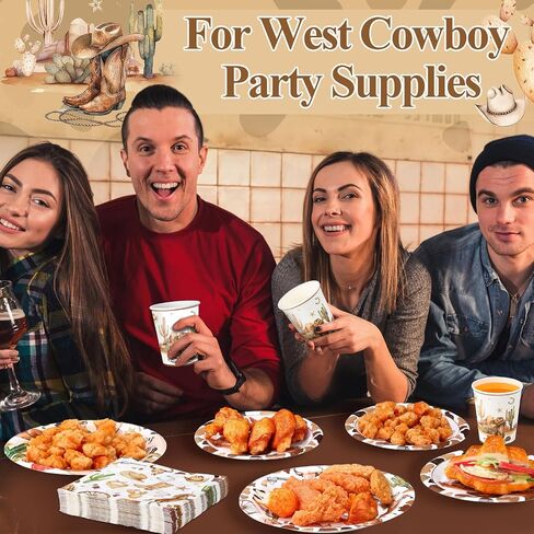 Pickmesh 250 Pcs Cowboy Baby Shower a Little Cowboy Is on the Way Party Decorations Wild Western Theme Disposable Plates Napkins Cups for Baby Shower Party Supplies in Kuwait