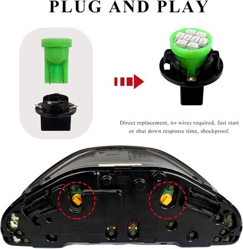 10 PCS T10 194 168 LED Dash Instrument Light Bulbs, Super Bright Panel Gauge Cluster Light with Twist Lock Socket, 12V 8-SMD LED Chipset Lamp Bulbs for Dashboard Map Dome (Green) in Kuwait