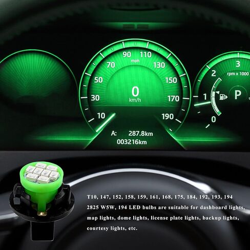 10 PCS T10 194 168 LED Dash Instrument Light Bulbs, Super Bright Panel Gauge Cluster Light with Twist Lock Socket, 12V 8-SMD LED Chipset Lamp Bulbs for Dashboard Map Dome (Green) in Kuwait