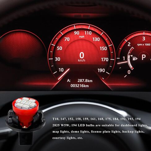 10 PCS T10 194 168 LED Dash Instrument Light Bulbs, Super Bright Panel Gauge Cluster Light with Twist Lock Socket, 12V 8-SMD LED Chipset Lamp Bulbs for Dashboard Map Dome (Green) in Kuwait
