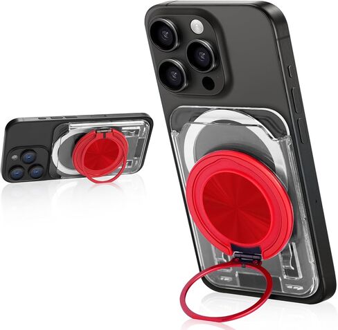 for Magsafe Wallet, Magnetic Card Holder Wallet with 360° Rotating Foldable Phone Stand for All Cell Phones, Fit 1-3 Cards, Slide Easy Card Take Design (Clear+Jet Black) in Kuwait