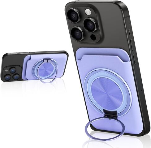 for Magsafe Wallet, Magnetic Card Holder Wallet with 360° Rotating Foldable Phone Stand for All Cell Phones, Fit 1-3 Cards, Slide Easy Card Take Design (Clear+Jet Black) in Saudi Arabia