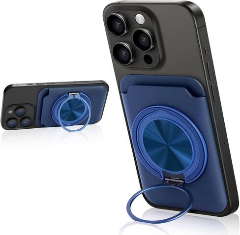 for Magsafe Wallet, Magnetic Card Holder Wallet with 360° Rotating Foldable Phone Stand for All Cell Phones, Fit 1-3 Cards, Slide Easy Card Take Design (Clear+Jet Black) in Saudi Arabia