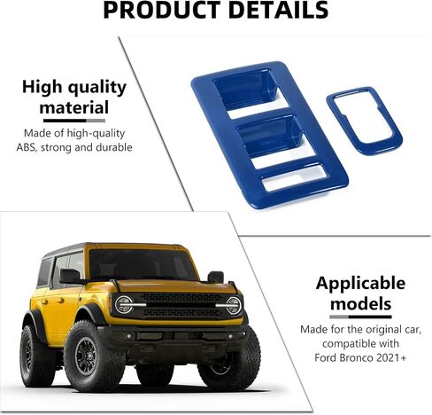 للحصول على تقليم التحكم في رفع نافذة برونكو ، 2pcs Center Center Console Rearview Mirror Adminting Cover متوافقة مع 2021-2025 Ford Bronco Interior Accessories ، White in Saudi Arabia