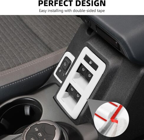 for Bronco Window Lift Switch Control Trim, 2PCS Center Console Rearview Mirror Adjustment Panel Cover Compatible with 2021-2025 Ford Bronco Interior Accessories, White in Saudi Arabia