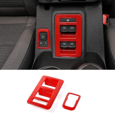 for Bronco Window Lift Switch Control Trim, 2PCS Center Console Rearview Mirror Adjustment Panel Cover Compatible with 2021-2025 Ford Bronco Interior Accessories, White in Saudi Arabia