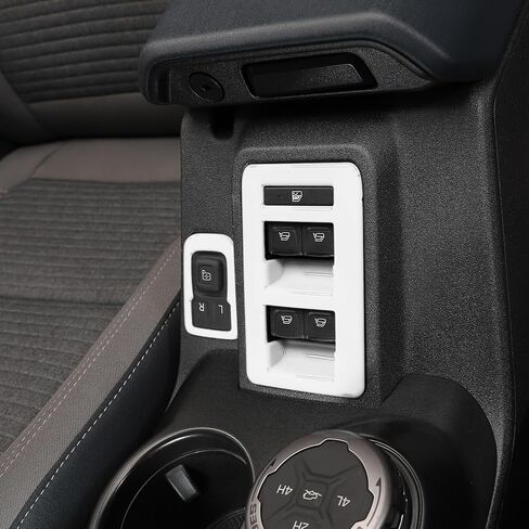 for Bronco Window Lift Switch Control Trim, 2PCS Center Console Rearview Mirror Adjustment Panel Cover Compatible with 2021-2025 Ford Bronco Interior Accessories, White in Saudi Arabia