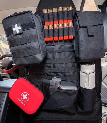 منظم مقعد السيارة منظم تكتيكي MOLLE BACK BACK LACK LACK Universal Cover Cover Cover Protector (Black) in Kuwait