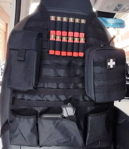 منظم مقعد السيارة منظم تكتيكي MOLLE BACK BACK LACK LACK Universal Cover Cover Cover Protector (Black) in Kuwait