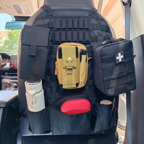 منظم مقعد السيارة منظم تكتيكي MOLLE BACK BACK LACK LACK Universal Cover Cover Cover Protector (Black) in Kuwait