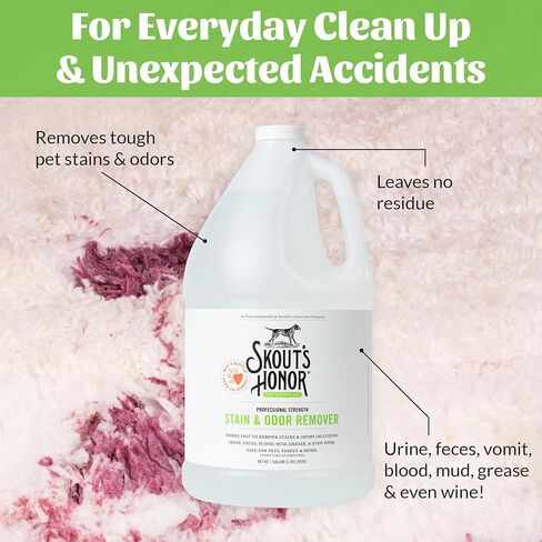 Skout's Honor Pet Stain and Odor Remover - منظف قوي لبول الكلاب ، والعرق ، وغيرها من الفوضى ، ويدمر ويزيل جزيئات الرائحة وصمة عار ، وصيغة صديقة للبيئة للسجاد والمنزل ، 128 أوقية in Kuwait
