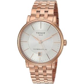 Tissot mens Carson Stainless Steel Dress Watch Rose Gold T1224073303100